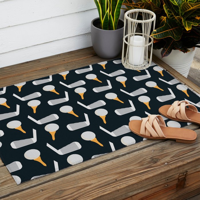 Golf Pattern (Black) Outdoor Rug Gallery Image 2