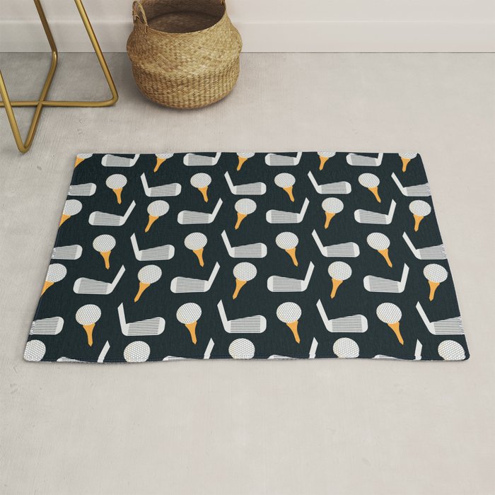 Golf Pattern (Black) Rug Gallery Image 1