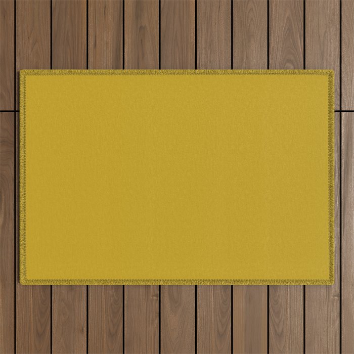 Mid Century Mod Mustard Yellow Solid Outdoor Rug Gallery Image 1