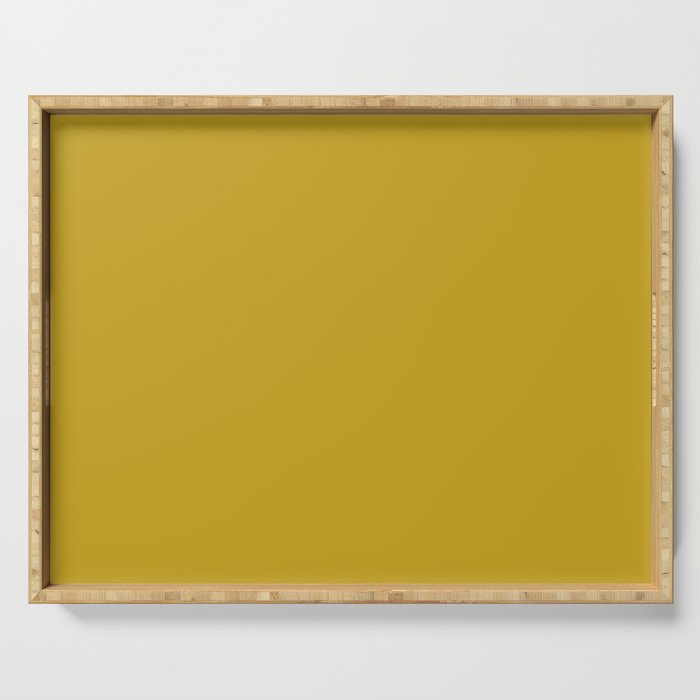 Mid Century Mod Mustard Yellow Solid Serving Tray Gallery Image 1