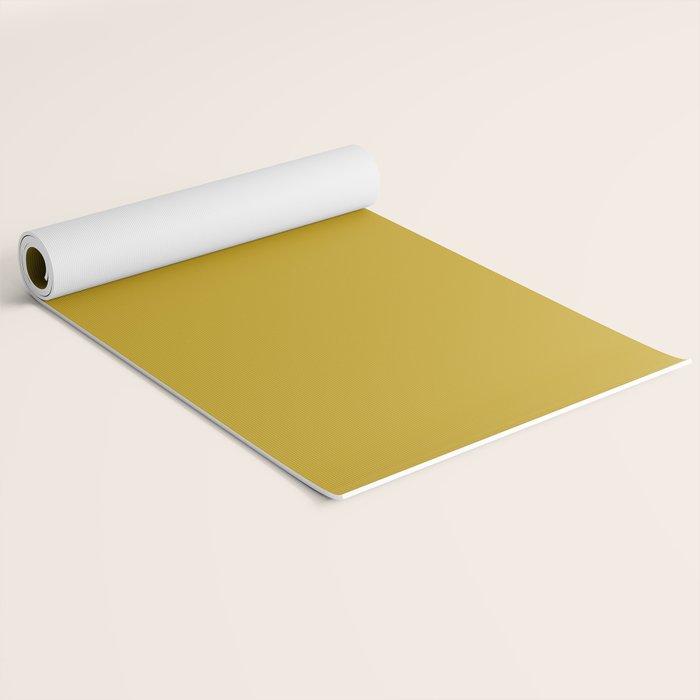 Mid Century Mod Mustard Yellow Solid Yoga Mat Gallery Image 2