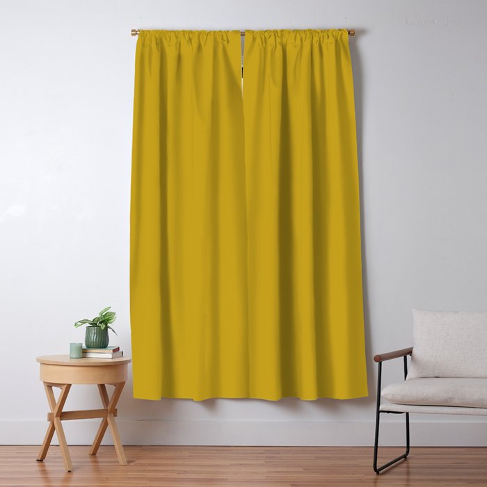 Mid Century Mod Mustard Yellow Solid Window Curtain Gallery Image 5
