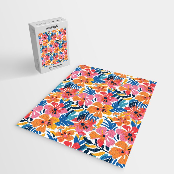 Tropical watercolor flower nature art pattern Jigsaw Puzzle Gallery Image 2