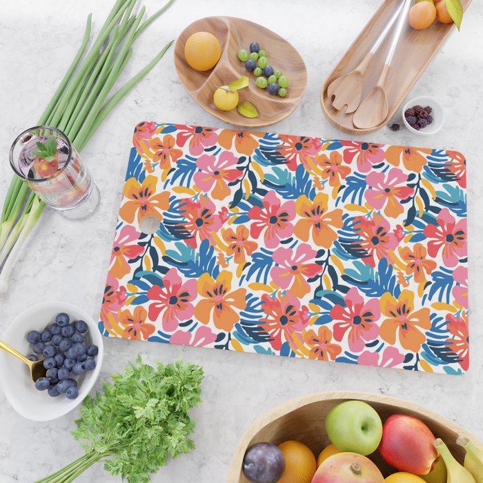Tropical watercolor flower nature art pattern Cutting Board Gallery Image 2