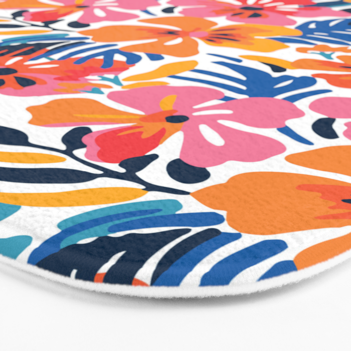 Tropical watercolor flower nature art pattern Bath Mat Gallery Image 3