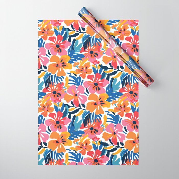 Tropical watercolor flower nature art pattern Wrapping Paper Gallery Image 1