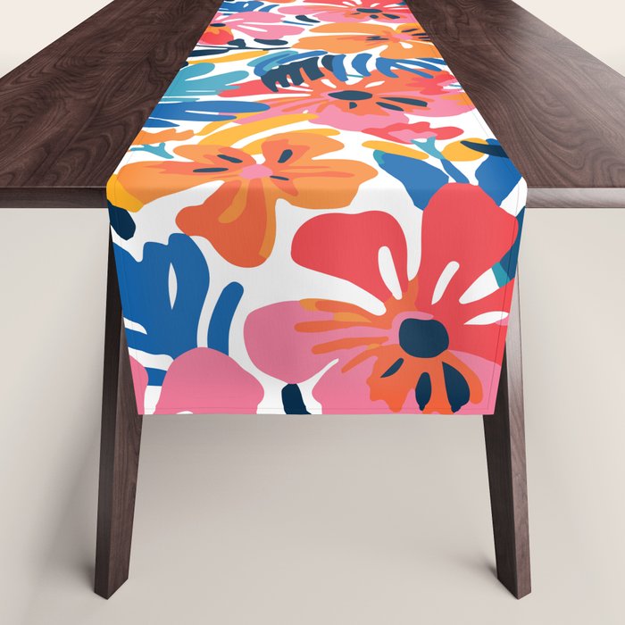 Tropical watercolor flower nature art pattern Table Runner Gallery Image 1