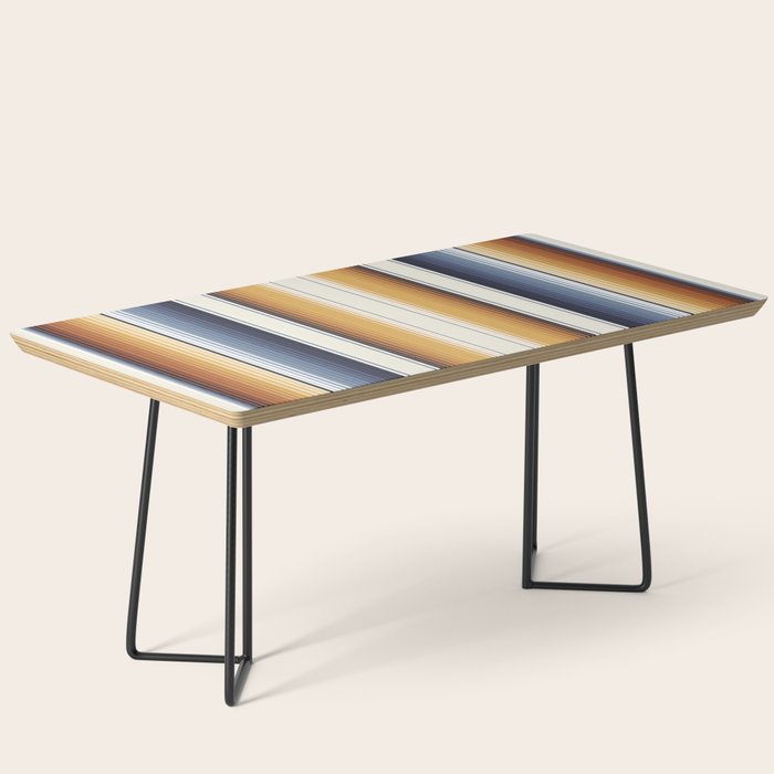 Indigo Blue, Amber Brown and Navajo White Southwest Serape Blanket Stripes Coffee Table Gallery Image 1