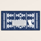 Southwestern Pattern 128 Indigo Blue Desk Mat Gallery Image 1
