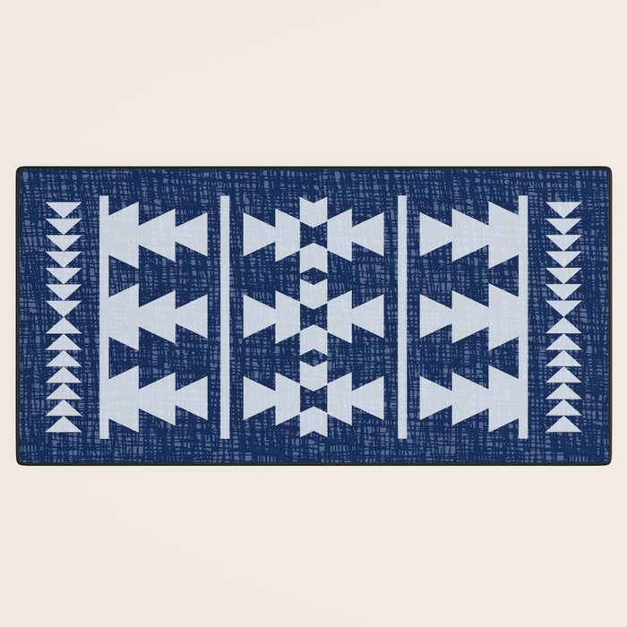Southwestern Pattern 128 Indigo Blue Desk Mat Gallery Image 3