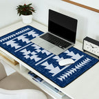 Southwestern Pattern 128 Indigo Blue Desk Mat Gallery Image 2