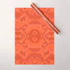 Geometric Aztec in Chile Red Wrapping Paper Gallery Image 1