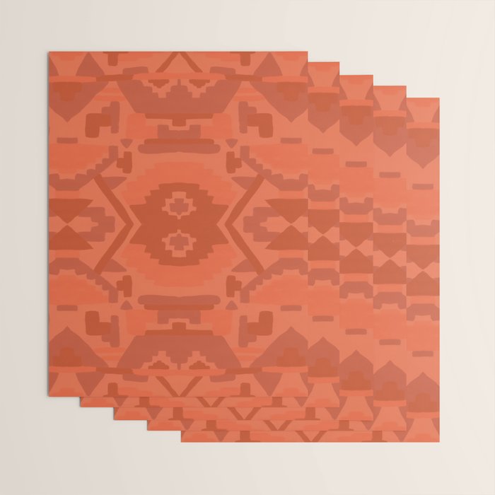 Geometric Aztec in Chile Red Wrapping Paper Gallery Image 3
