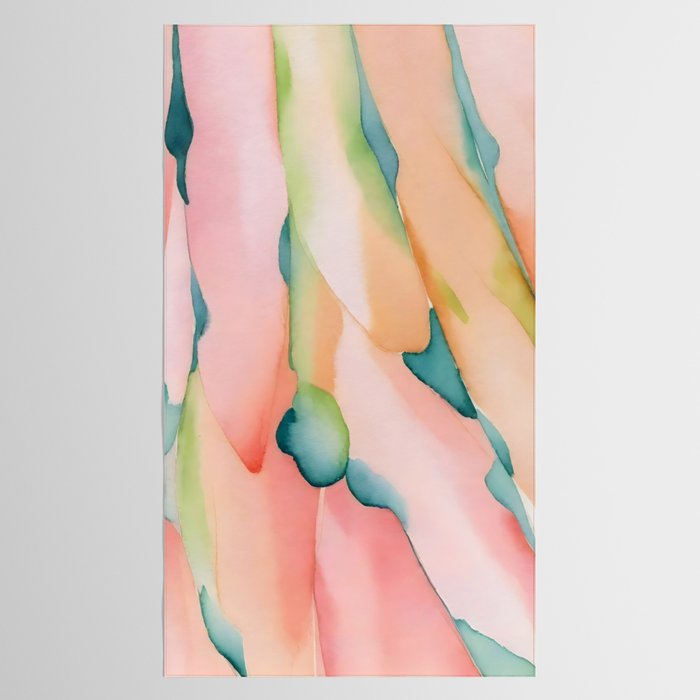Blush Feathers, Soft Watercolor Pastel Petals, Bohemian Eclectic Minimal Painting Pink Blue Tablecloth Gallery Image 2