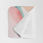 Blush Feathers, Soft Watercolor Pastel Petals, Bohemian Eclectic Minimal Painting Pink Blue Throw Blanket Gallery Image 3