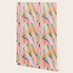 Blush Feathers, Soft Watercolor Pastel Petals, Bohemian Eclectic Minimal Painting Pink Blue Wallpaper Gallery Image 2