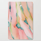 Blush Feathers, Soft Watercolor Pastel Petals, Bohemian Eclectic Minimal Painting Pink Blue Cutting Board Gallery Image 1