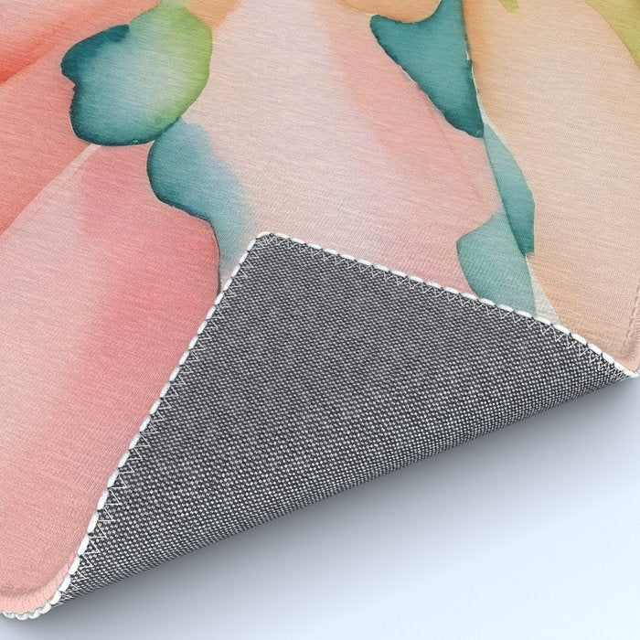 Blush Feathers, Soft Watercolor Pastel Petals, Bohemian Eclectic Minimal Painting Pink Blue Rug Gallery Image 4