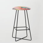 Blush Feathers, Soft Watercolor Pastel Petals, Bohemian Eclectic Minimal Painting Pink Blue Stool Gallery Image 1