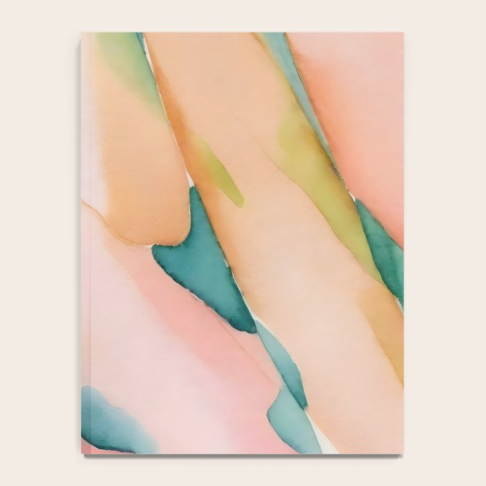 Blush Feathers, Soft Watercolor Pastel Petals, Bohemian Eclectic Minimal Painting Pink Blue Notebook Gallery Image 4
