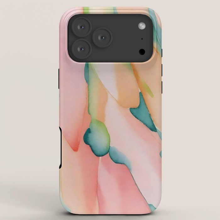 Blush Feathers, Soft Watercolor Pastel Petals, Bohemian Eclectic Minimal Painting Pink Blue iPhone Case Gallery Image 8