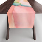 Blush Feathers, Soft Watercolor Pastel Petals, Bohemian Eclectic Minimal Painting Pink Blue Table Runner Gallery Image 1