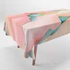 Blush Feathers, Soft Watercolor Pastel Petals, Bohemian Eclectic Minimal Painting Pink Blue Tablecloth Gallery Image 1