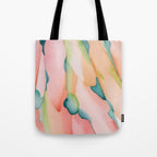 Blush Feathers, Soft Watercolor Pastel Petals, Bohemian Eclectic Minimal Painting Pink Blue Tote Bag Gallery Image 1