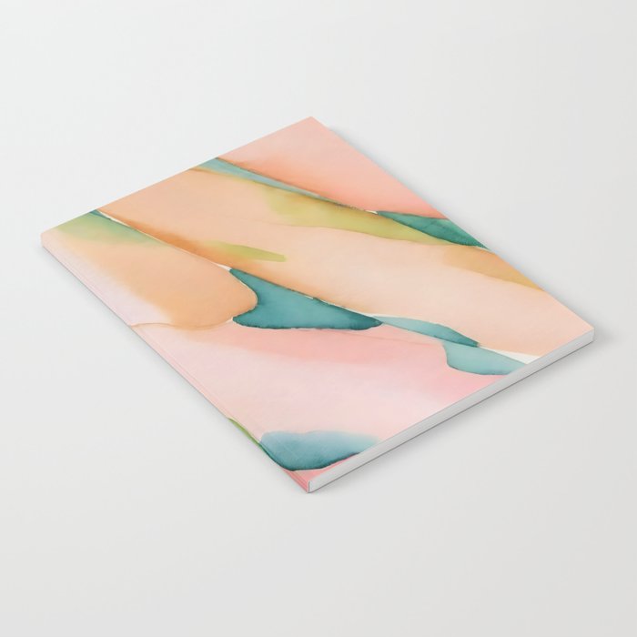 Blush Feathers, Soft Watercolor Pastel Petals, Bohemian Eclectic Minimal Painting Pink Blue Notebook Gallery Image 2