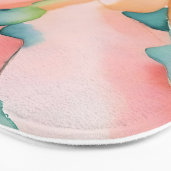 Blush Feathers, Soft Watercolor Pastel Petals, Bohemian Eclectic Minimal Painting Pink Blue Bath Mat Gallery Image 3