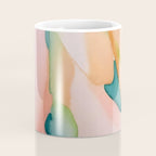 Blush Feathers, Soft Watercolor Pastel Petals, Bohemian Eclectic Minimal Painting Pink Blue Coffee Mug Gallery Image 4