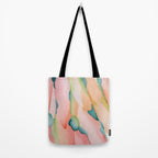 Blush Feathers, Soft Watercolor Pastel Petals, Bohemian Eclectic Minimal Painting Pink Blue Tote Bag Gallery Image 2