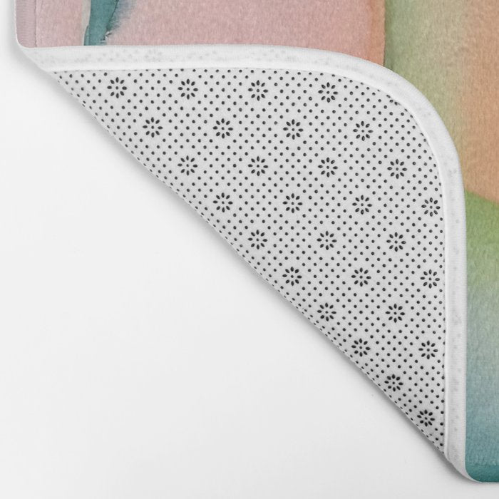 Blush Feathers, Soft Watercolor Pastel Petals, Bohemian Eclectic Minimal Painting Pink Blue Bath Mat Gallery Image 2