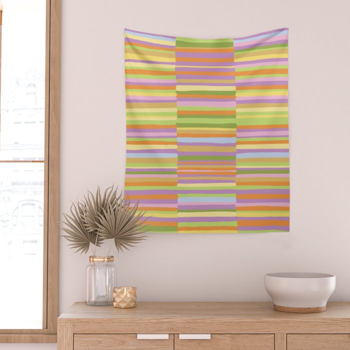Summertime striped pattern Wall Tapestry Gallery Image 2