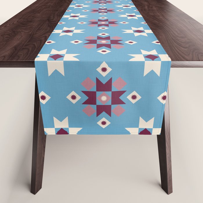 Modern quilt - blue Table Runner Gallery Image 1