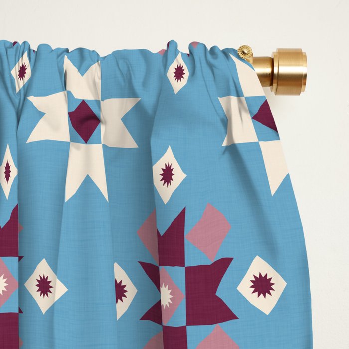 Modern quilt - blue Window Curtain Gallery Image 2