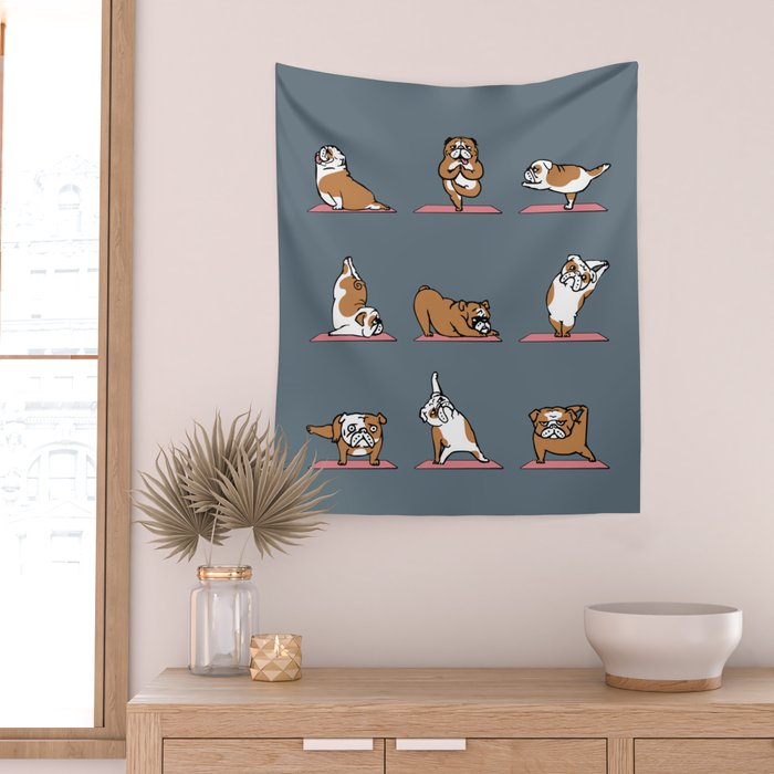 English Bulldog Yoga Wall Tapestry Gallery Image 2