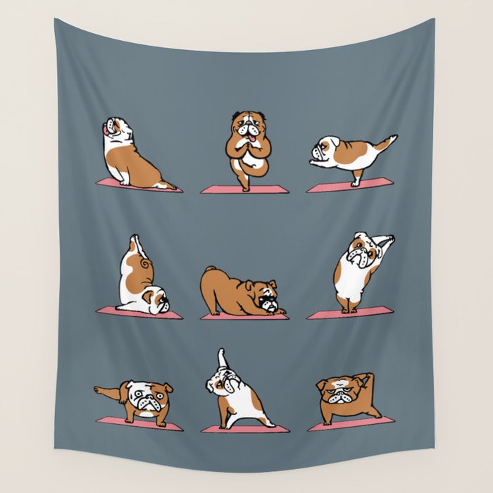 English Bulldog Yoga Wall Tapestry Gallery Image 1