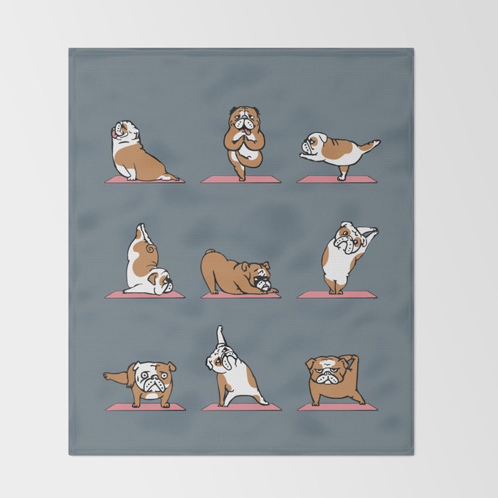 English Bulldog Yoga Throw Blanket Gallery Image 2