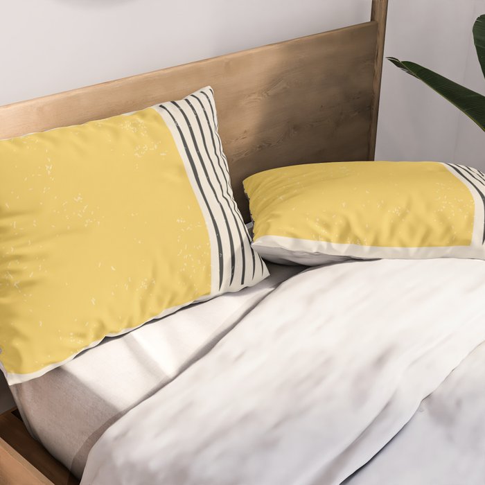 Yellow Sunset Mid Century Modern Minimalist Rothko Inspired Color Field With Lines Geometric Style Pillow Sham Gallery Image 2