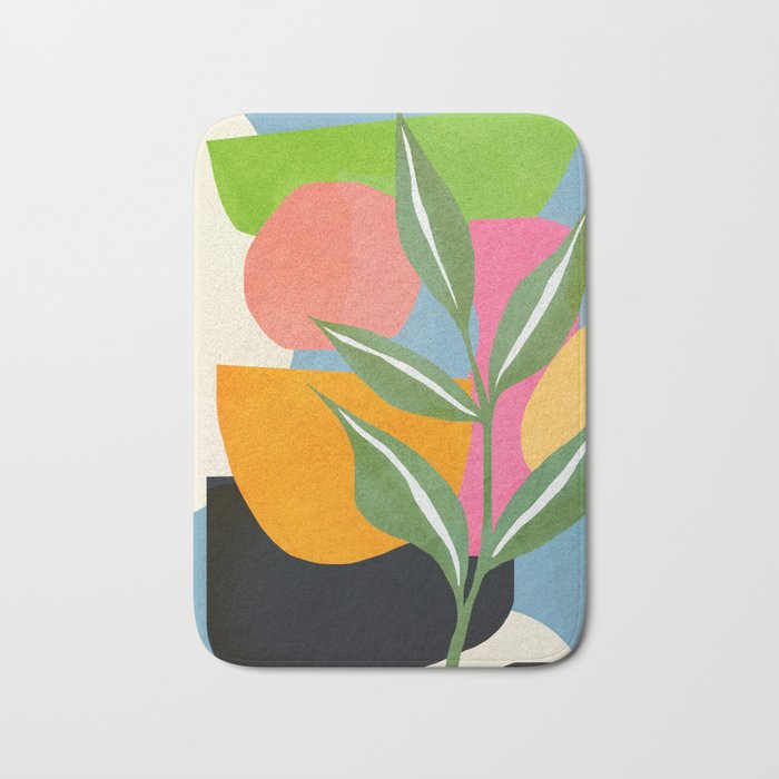 Minimal Modern Abstract Leaves 14 Bath Mat Gallery Image 1