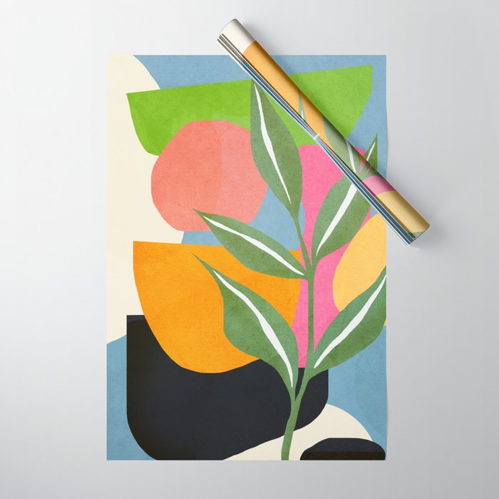Minimal Modern Abstract Leaves 14 Wrapping Paper Gallery Image 1