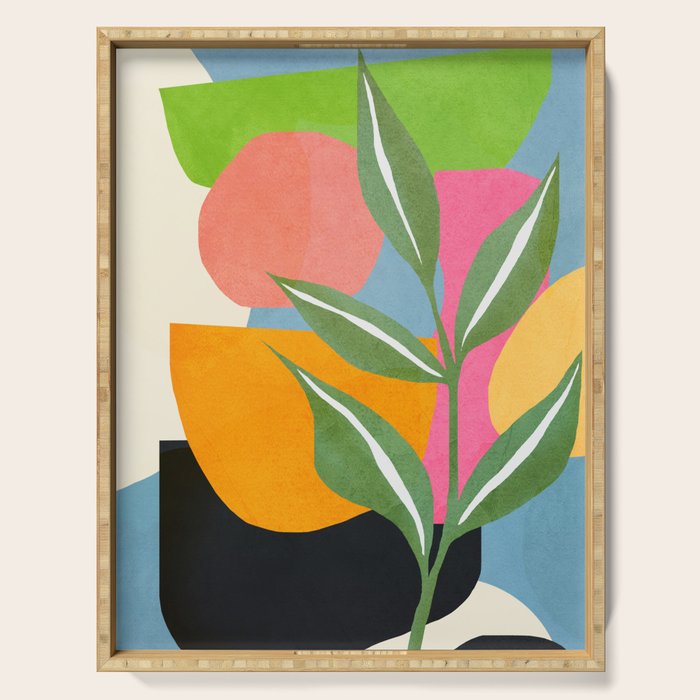 Minimal Modern Abstract Leaves 14 Serving Tray Gallery Image 1