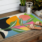Minimal Modern Abstract Leaves 14 Outdoor Rug Gallery Image 2