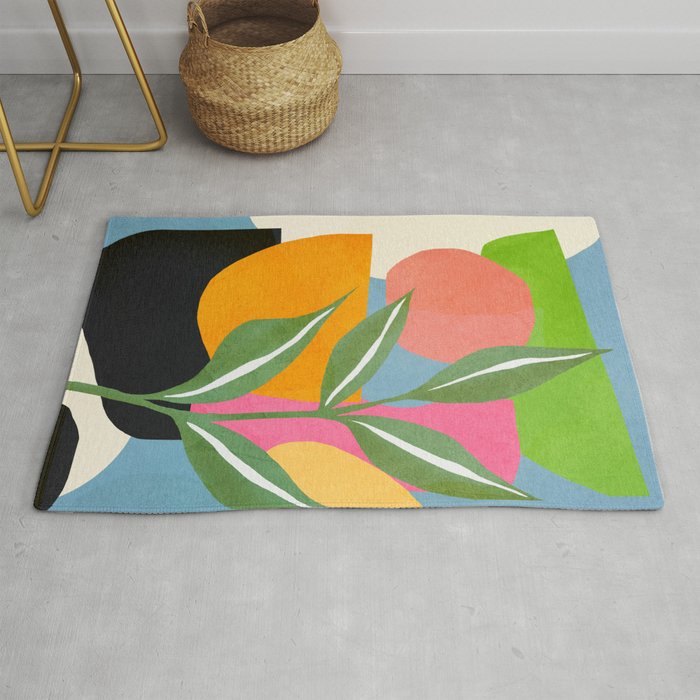 Minimal Modern Abstract Leaves 14 Rug Gallery Image 1