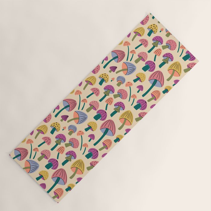 Retro Mushroom - pattern  Yoga Mat Gallery Image 1