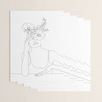 Minimal Line Art Woman with Flowers II Wrapping Paper Gallery Image 3