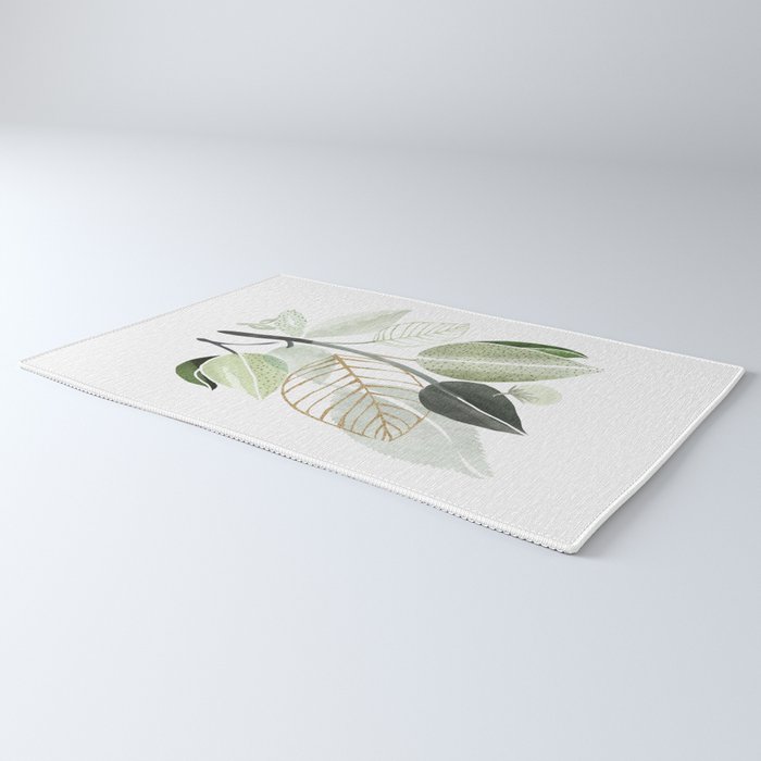 Forest Bouquet - Green Leaves Watercolor Rug Gallery Image 3