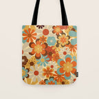 70's Retro Floral Patterned Prints Tote Bag Gallery Image 1