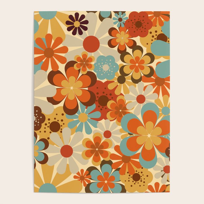 70's Retro Floral Patterned Prints Poster Gallery Image 4